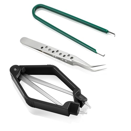 Chip Puller, IC PLCC Chip Extractor U-Shape ROM Extractor Puller IC Chips Remover Tool Motherboard Circuit Board Component Pullers Tool Clips Pliers with Bent-tip Tweezer for Electronic Component