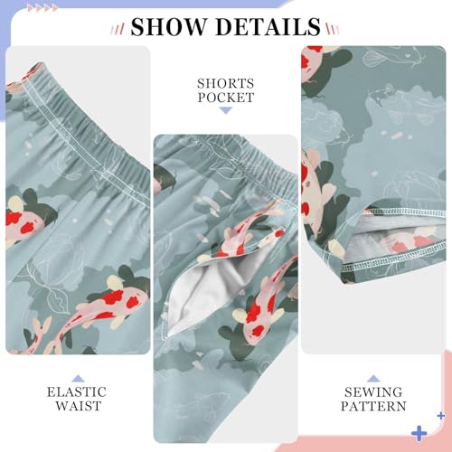 ZZXXB Carp Fish Lotus Flower Boys Long Pants Soft Trousers Elastic Waist Kids Lounge Bottoms with Pockets S-XL4