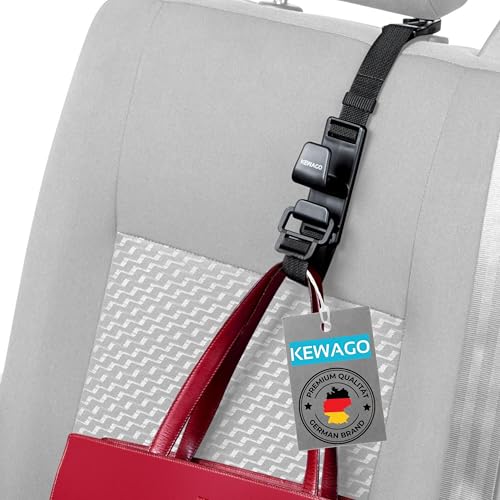 Kewago Taschenhalter Auto für die Kopfstütze – 1 Stück Handtaschenhalter & Taschenhaken – Praktisches Auto Zubehör – 6kg Tragkraft, Einfach zu Montieren
