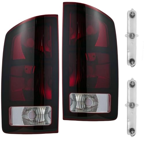 WEISIGAO Tail Lights w/Circuit Board For 2002 2003 2004 2005 2006 Dodge Ram 1500 pickup 2003 2004 2005 2006 Dodge Ram 2500 3500 Pickup; Rear Brake Lamps w/Connector plate and Bulbs (Smoke Red)