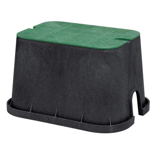 Orbit 53212 12' Standard Rectangular Sprinkler Valve Box, Black with Green Lid