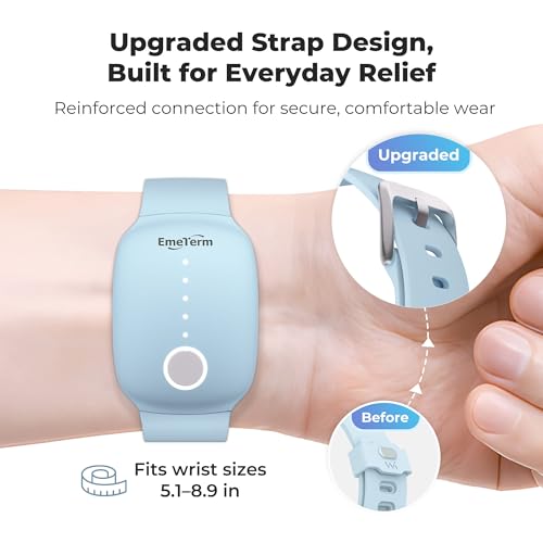 Image of EmeTerm Fashion Relieve Nausea Electrode Stimulator Morning Sickness Motion Travel Sickness Vomit Relief Rechargeable No Gel Drug Free Wrist Bands Without Side Effects
