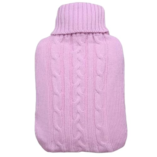 Botella de agua caliente, alivia el dolor de cuello, hombros y menstrual. Apta para mujeres, niñas y niños. Botella de agua caliente con funda(Pink)
