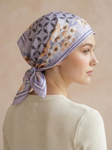Image of Ravaiyaa - Attitude is everything Women Printed Silk Bandana 21 x 21 Inch Square Headband & Hair Wrap, Soft & Versatile | Fashion Neck Wrap