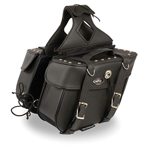 Image of Milwaukee Leather Studded Throw-Over Motorcycle Saddlebags - Synthetic Leather - Universal Fit - Zip-Off - Large