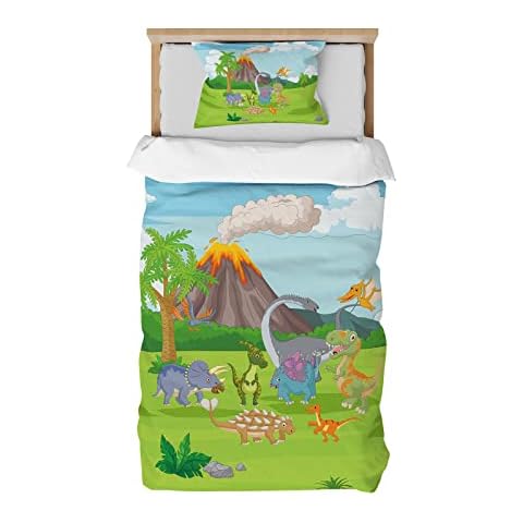 DJDEA Dino Bettwäsche Set, Leicht Mikrofaser Kinderbettwäsche Cover