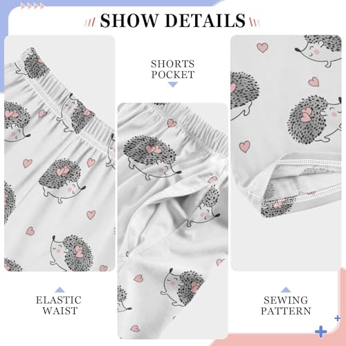 Hedgehog Love Boys Long Pants Soft Trousers Elastic Waist Kids Lounge Bottoms with Pockets S-XL4