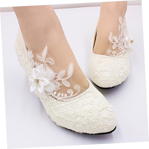 Chaussures de Mariage Dentelle Blanche Talon 5cm Escarpins Soirée Taille 38
