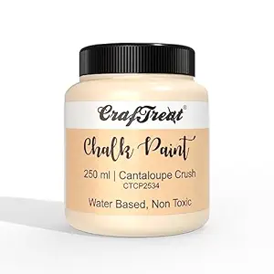 CrafTreat?Cantaloupe Crush Home Decor, Glass, DIY Craft Matte Acrylic Chalk Multi Surface Paint for Wood Furniture, Wall (250ml, Peach)