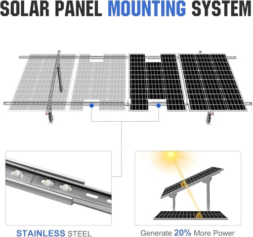 Image of Solar Panel mounting Structure kit for: 8 Panels of 225w / 6 of 390w / 4 of 595 Watts Size (2 Sets)