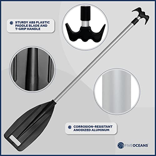 Five Oceans Canoe Paddle, Telescoping Canoe Paddles And Boat Hook, Black, Extend From 45" To 72", Anodized Aluminum Shaft, Reinforced Abs Plastic Blade & Hook, Lightweight - Fo1885 #TOP4