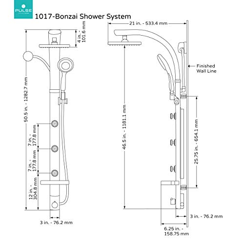 Pulse Showerspas 1017-S Bonzai Silver Aluminum Shower System #TOP4