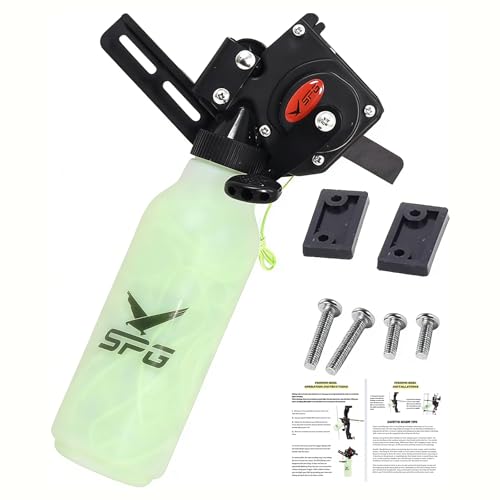 SOPOGER Bottle Style Bowfishing Reel for Recurve & Compound Bow Zero-Drag One-Handed Operation Fishing Reel Kits with 40M 100 Lbs Dacron Line Complete Set with Mounting Screws