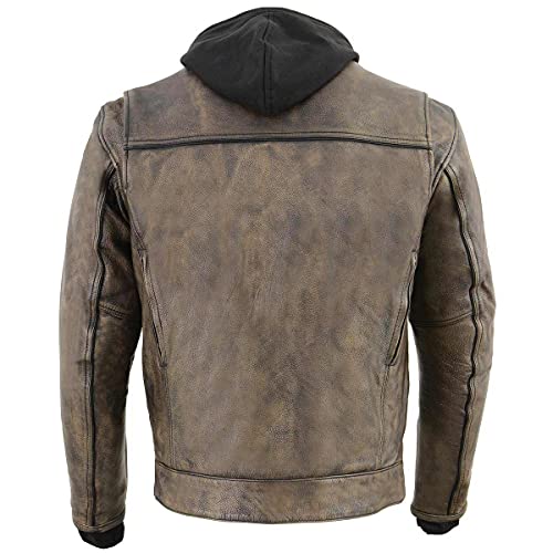 Image of Milwaukee Leather Men's Premium Leather Motorcycle Riders Vented Jacket with Removable Hoody Liner