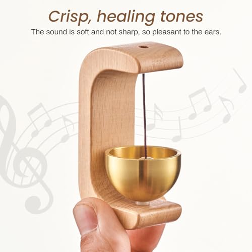 2 Stück Türklingel aus Holz, Magnetische Türklingel Dopamin Holztürklingel mit Messingglocke und Selbstklebend Für Tür Büro Laden Café
