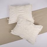 Farmhouse Pillow Shams Set of 2 20x26 in Cream with All-Over Plaited Bobble Pleats Zipper Closure 10