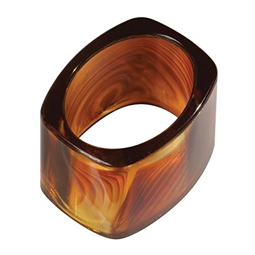 Mdesign Modern Plastic Napkin Rings For Place Settings - Use At Home, Kitchen, Dining Room, Dinner Parties, Luncheons, Picnics, Holidays, Weddings, Buffet Table - 8 Pack - Tortoiseshell Brown #TOP6