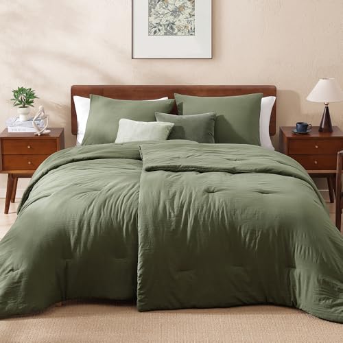 Double Twin Comforter Set-4 Pieces Soft Olive Green Comforter Dorm Bedding by WRENSONGE - Used condition - US$36.37