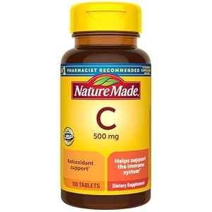 Nature Made Vitamin C 500 mg Tablets for Daily Immune Support, Adult Vitamin C Tablets for Immune Support, 100 Count, 100 Day Supply