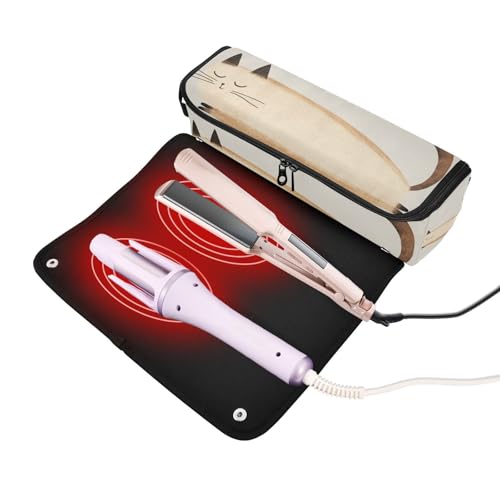 Organizador 2 en 1 para herramientas de cabello y alfombrilla resistente al calor, portátil, para planchas alisadoras, rizadores y secadores miniatura 2
