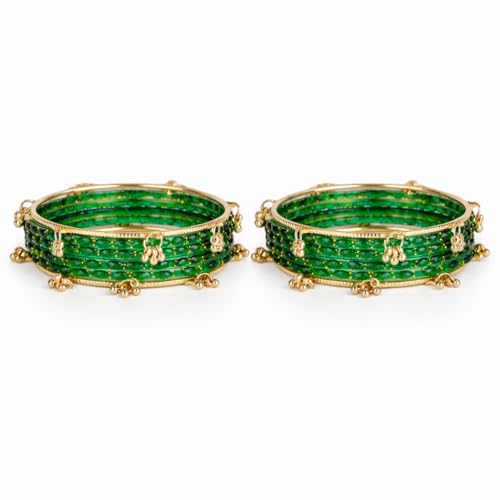 Image of Shining Diva Fashion 16 Pcs Trendy Stylish Glass & Kashmiri Ghungroo Bangles Set for Women & Girls | Traditional Festive Wedding Party Jewellery