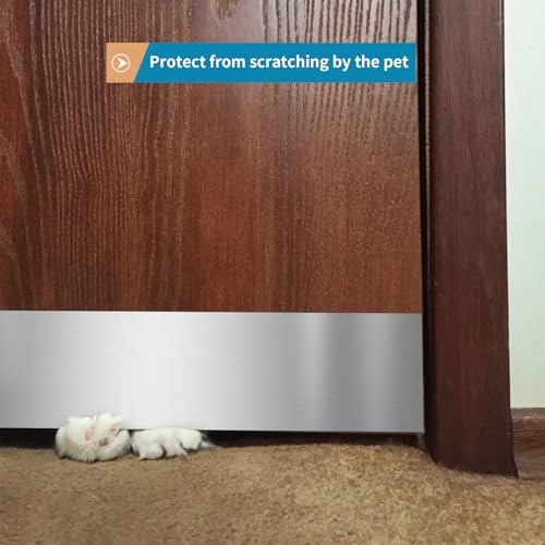 Sanbege Stainless Steel Door Kick Plate, 6" x 34" Door Push Plate, Self Adhesive Kickplate for 36" Doors Interior or Exterior (Brushed Nickel) by Sanbege - Image 5