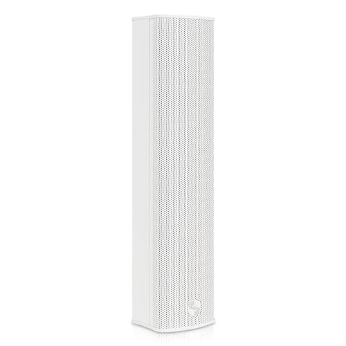 Altavoz de columna blanco de aluminio con 4 woofers y soporte de pared