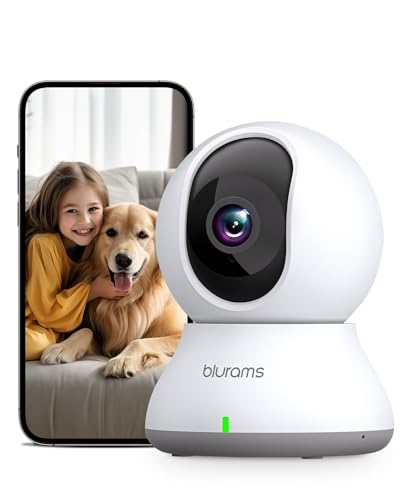 blurams Pet Camera 2K, Indoor Camera, Dog Camera, 360° Home Security Camera, WiFi Baby Monitor, Night Vision, Motion Tracking, 2-Way Talk, Cloud&SD, APP Control, Works with Alexa(2.4GHz Only)