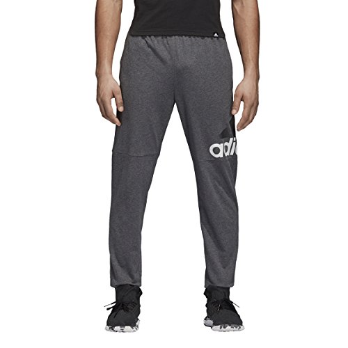 adidas mens Essentials Performance Logo Pants Dark Grey Heather/White XX-Large/Short