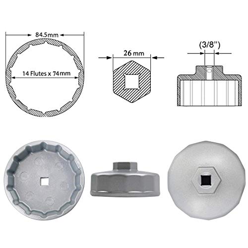 Ibetter Heavy Duty 74mm 14 Flutes Oil Filter Wrench For Volkswagen, Mercedes Benz, VW, Audi, Porsche, Mazda, Sprinter, Select Mobil1, Bosch and Mahle