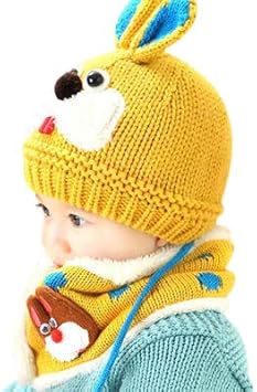 ITODA Baby,Clothing,Baby Boys 0-24m,Accessories,Hats & Caps Baby Winter Scarf Hat Thermal Knitted Beanie Hat Neck Warmer Cute Bunny Ear Hat Boys Girls Warm Crochet Hat Scarf Set for Infant Toddler 6 Months- 3 Years