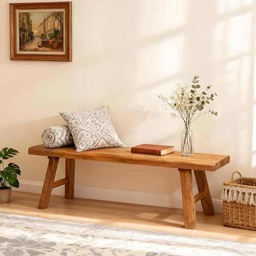 Wood Bench Indoor Farmhouse Skinny Entryway Bench Hallway Foyer with Sturdy