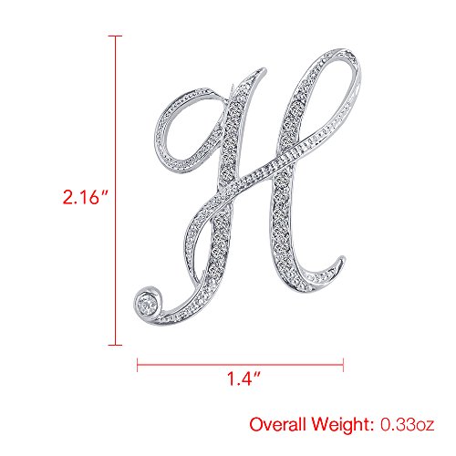Image of Initial Letters Brooch Pins For Women, Letter Pins For Stockings, Silver Plated Metal Rhinestone Clear AAA+ Crystal Lapel Pin Brooches(1Pcs)