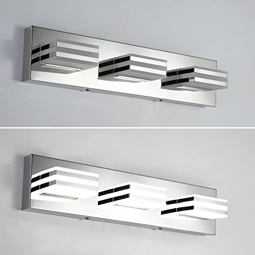 Yumcrelect Led Vanity Lights, 18W Mirror Front Vanity Lamp Modern Acrylic Stainless Steel Bath Wall Vanity Lighting Over Mirror Acrylic Lighting Fixtures (3 Lights) #TOP3