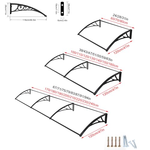 Toldo transparente autolimpiante para ventana con panel de policarbonato resistente 7