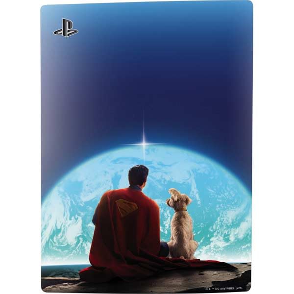 Skinit Decal Gaming Skin Compatible with PS5 Digital Edition Bundle - Officially Licensed Superman 2025 Superman & Krypto Watch The Earth Design