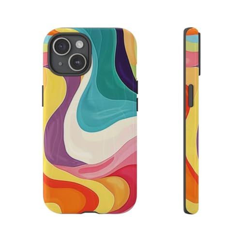 Coque iPhone 15 groovy multicolore idéale pour sublimer vos looks d'été
