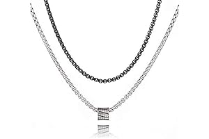 Galis Necklace For Men - Set Of 2 Stainless Steel Chain Necklace...