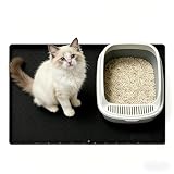 Katzenklo Matte 86x56cm, Katzenklo Unterleger Waben, Werkzeuge Aufbewahrungsmatte, Lebensmittelechtem Silikon,Wasserdicht, rutschfest, Leicht zu Reinigen, Waschbare, Geruchsneutral (Schwarz)