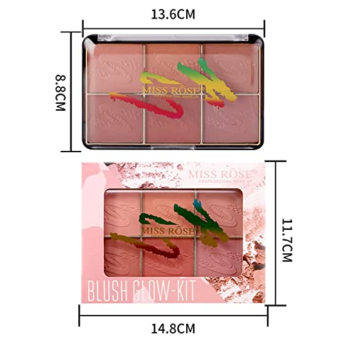 Meicoly 6 Colors Face Blush Palette, Bright Blush Cheek Makeup Shimmer Matte Mineral Blusher Powder Set Contour And Highlight Blush Palette With Brush Rubores De Maquillaje,01 #TOP5
