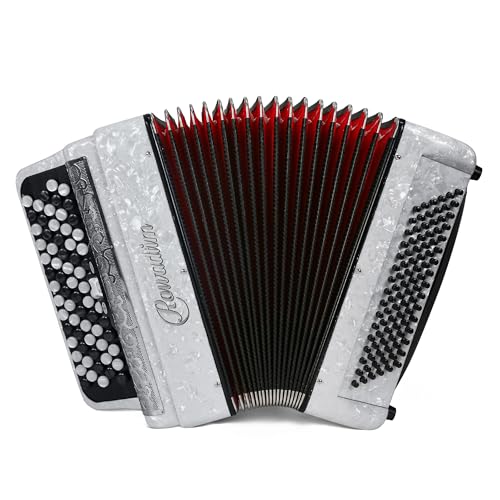 Accordion - 69 Key 96 Bass Professional Model with Strap | Premium Performance Instrument for Teachers, Musicians & Serious Enthusiasts (White)