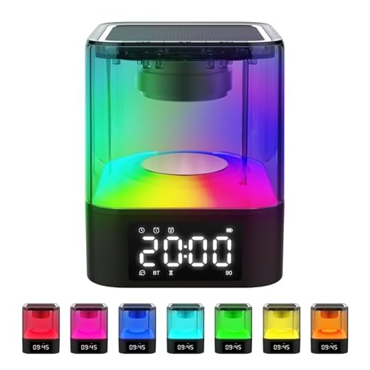 Night Light Bluetooth Speaker, Multi-Functional Dual Alarm Clock, MP3 Player, Touch Sensor Bedside Lamp, 48 RGB Color Changing, Gifts for 10 11 12 13 14 Year Old Teenage Boys Girls