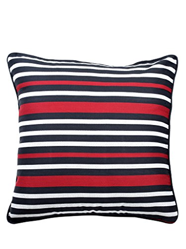 Image of Swayam Set of 5 Striped Print Cotton Blue Cushion Cover | 16 x 16 Inch | Soft Breathable Fabric with Hidden Zipper | Decorative & Stylish Cushion Covers for Sofa, Living Room, Bedroom & Couch