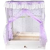 CXYYXF Bird Cage Seed Catcher, Stretchy Mesh Skirt Cover for Round Square Cages, Sheer and Breathable Parrot Nylon Mesh Net Cover, Seed Guard Pet Cage Birds for Parrot Parakeet (Purple,S)