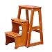 Produktbild Dreistufiger Treppenhocker aus Massivholz, Haushalts-Klappleiter, Zweifach-Leiterstuhl (Farbe : Teak color)