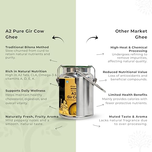 Image of Shree Aanantam A2 Gir Cow Ghee 5LTR Dolchi | Traditional Bilona Method | Curd- Churned - Cultured | Pure, Healthy and Natural Ghee | Grassfed Desi Cow Ghee