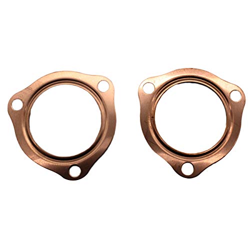 2.5 Inch Header Collector Gaskets(1 Pair) 2Pcs Copper Header Exhaust Collector Gaskets 2 1/2" Exhaust Gaskets Durable Reusable For All Sbc Bbc 302 350 454 (3 Bolt Pattern) #TOP2