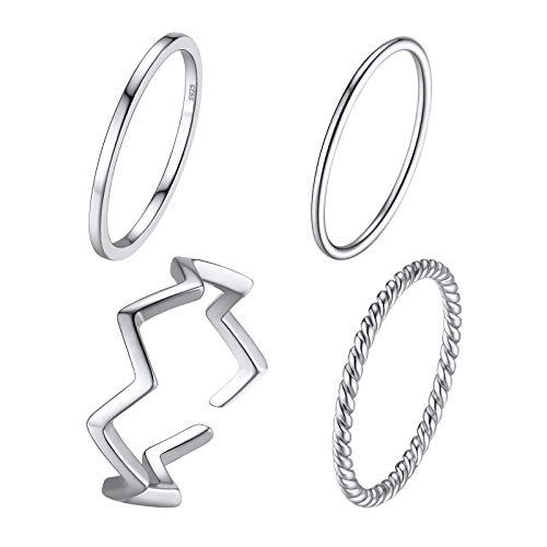 PROSTEEL Stainless Steel Rings Set, Women's Plain Band Knuckle Stacking Midi Rings Comfort Fit, Silver/Gold/Rose Gold/Black Tone, Multi Size #4-#12