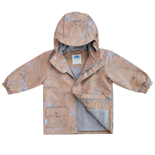 JAN & JUL Jaqueta de chuva impermeável forrada com lã, capa de chuva para crianças, Forro de lã: tri