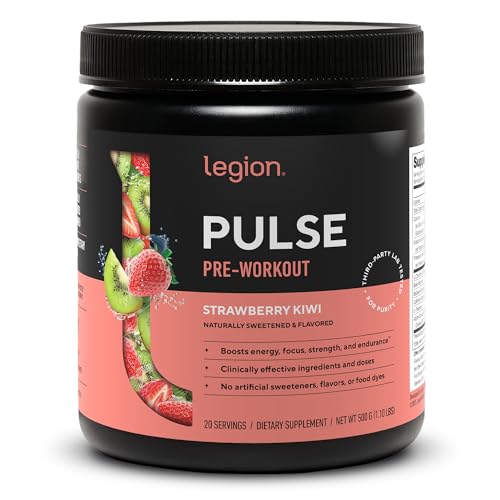 Image of LEGION Pulse Pre Workout - All Natural Nitric Oxide Preworkout Drink to Boost Energy, Creatine Free, Naturally Sweetened, Beta Alanine, Citrulline, Alpha GPC (Strawberry Kiwi)